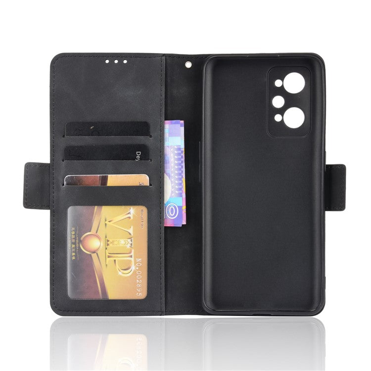 For Realme GT Neo2 5G/GT Neo 3T 5G Large Storage Spece Flip Phone Case Multiple Card Slot Design PU Leather Wallet Cover Protector - Black