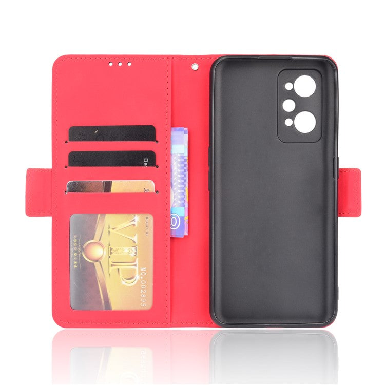 For Realme GT Neo2 5G/GT Neo 3T 5G Large Storage Spece Flip Phone Case Multiple Card Slot Design PU Leather Wallet Cover Protector - Red