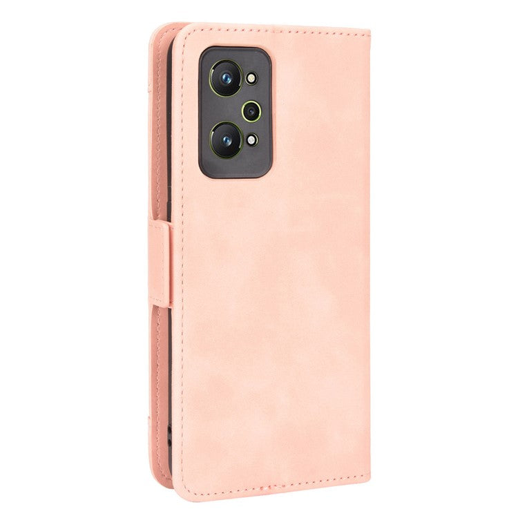 For Realme GT Neo2 5G/GT Neo 3T 5G Large Storage Spece Flip Phone Case Multiple Card Slot Design PU Leather Wallet Cover Protector - Pink