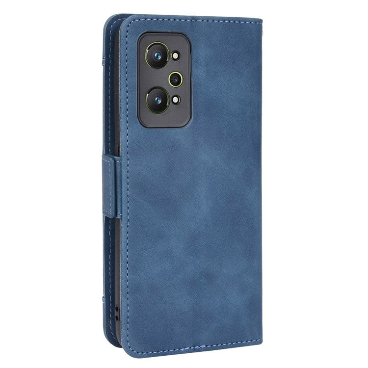 For Realme GT Neo2 5G/GT Neo 3T 5G Large Storage Spece Flip Phone Case Multiple Card Slot Design PU Leather Wallet Cover Protector - Blue