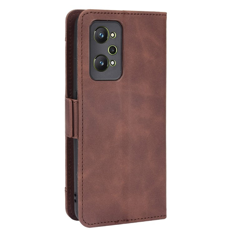 For Realme GT Neo2 5G/GT Neo 3T 5G Large Storage Spece Flip Phone Case Multiple Card Slot Design PU Leather Wallet Cover Protector - Brown