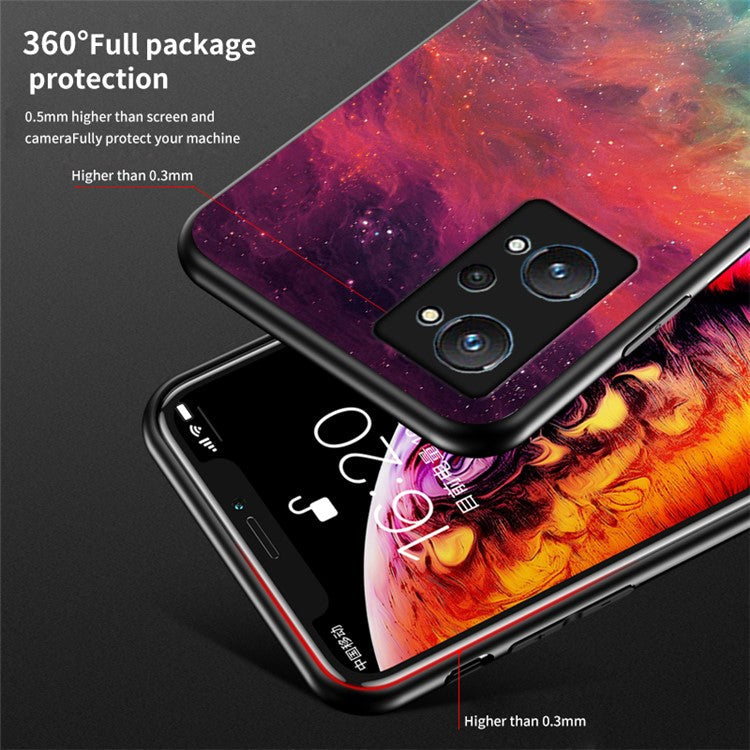 Hard and Soft Combination Starry Sky Pattern Tempered Glass Hybrid Phone Cover Case for Realme GT Neo2 5G/GT Neo 3T 5G - Meteor