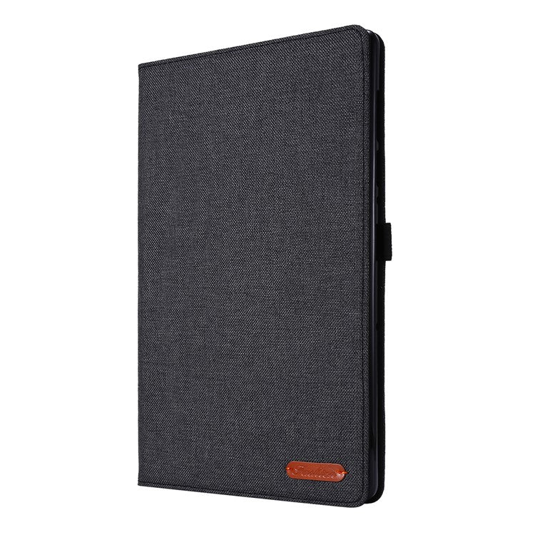 Card Slots Design Cloth Texture PU Leather Folding Folio Stand Cover for Realme Pad 10.4 inch - Black
