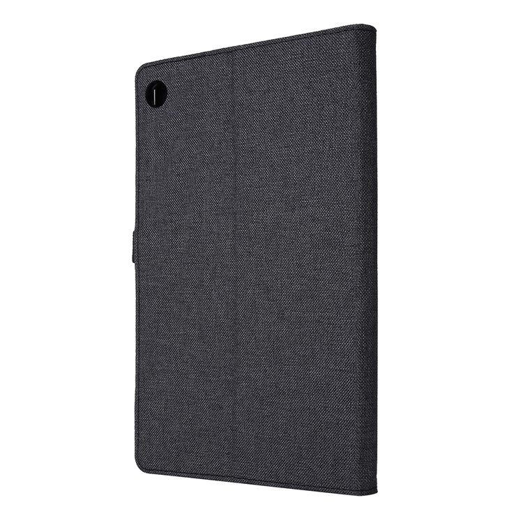 Card Slots Design Cloth Texture PU Leather Folding Folio Stand Cover for Realme Pad 10.4 inch - Black