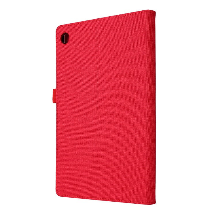 Card Slots Design Cloth Texture PU Leather Folding Folio Stand Cover for Realme Pad 10.4 inch - Red