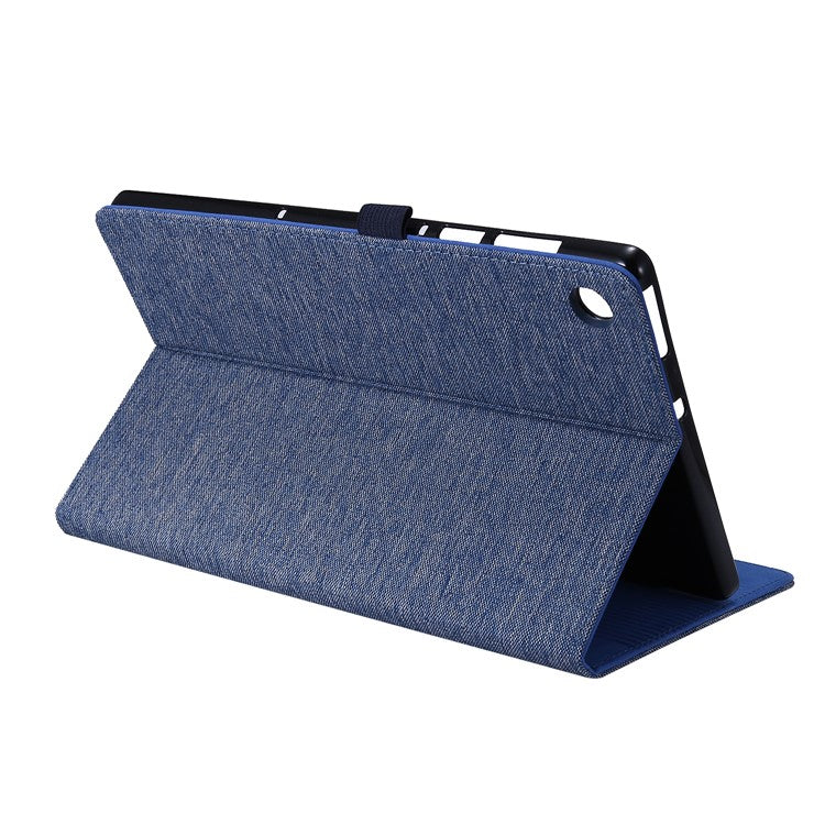 Card Slots Design Cloth Texture PU Leather Folding Folio Stand Cover for Realme Pad 10.4 inch - Blue