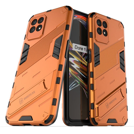 Kickstand Design Hard PC + Soft TPU Anti-Drop Hybrid Phone Case Cover for Realme 8i/Narzo 50 4G - Orange