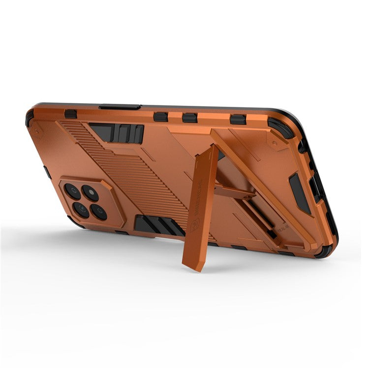 Kickstand Design Hard PC + Soft TPU Anti-Drop Hybrid Phone Case Cover for Realme 8i/Narzo 50 4G - Orange