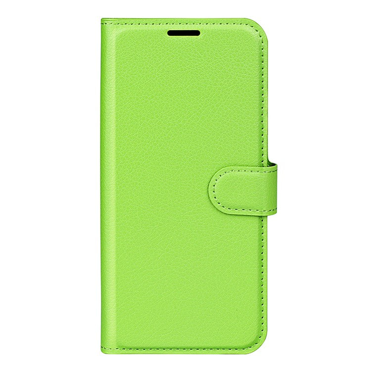 Litchi Texture PU Leather Wallet Case Stand Flip Magnetic Protective Cover for Realme Narzo 50A - Green