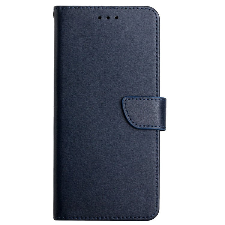 Wallet Phone Flip Shell For Oppo A74 4G/Oppo F19 Shockproof Nappa Texture Solid Color Stand Genuine Leather Mobile Phone Cover - Blue