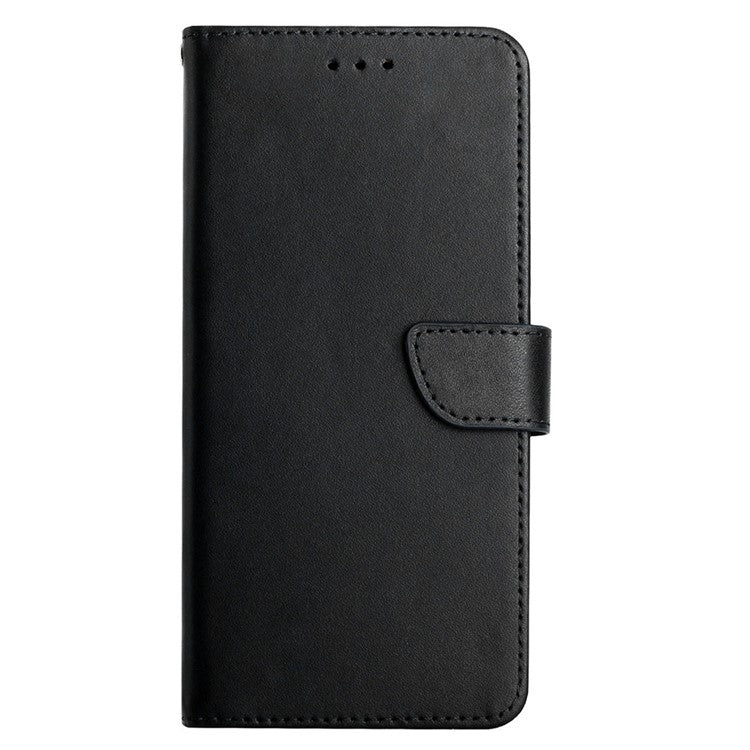 Scratch-resistant Nappa Texture Solid Color Horizontal Stand Wallet Case Genuine Leather + Soft TPU Inner Shell for Oppo A54 5G/A74 5G/A93 5G - Black