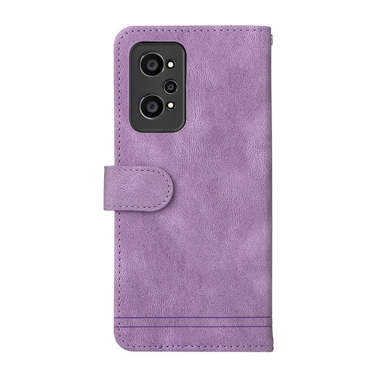 Retro Tree Pattern Metal Button Decor Stand Wallet PU Leather Phone Case Cover for Realme GT Neo2 5G/GT Neo 3T 5G - Purple