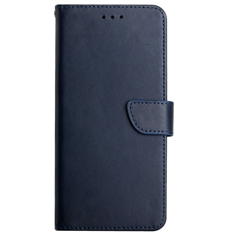 For Realme 8/8 Pro Genuine Leather Nappa Texture Case Fingerprint-proof Solid Color Flip Wallet Phone Shell with Stand - Blue