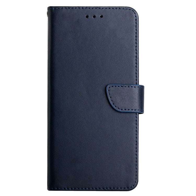 Splash-proof Protection Solid Color Nappa Texture Genuine Leather Outer Cover + Soft TPU Inner Shell with Stand Wallet for Oppo A93s 5G - Blue
