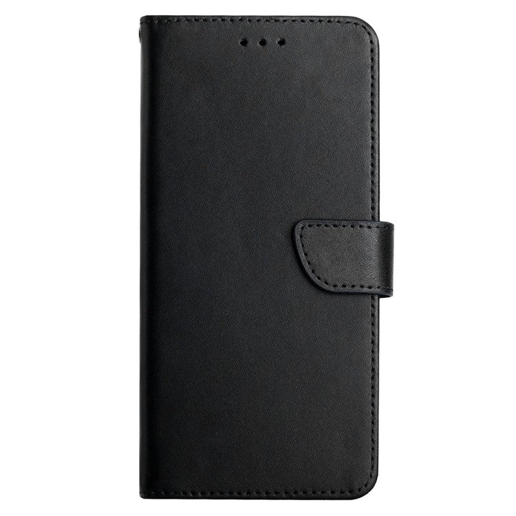 Genuine Leather Nappa Texture Anti-scratch Phone Cover Protector with Stand Wallet for Realme GT 5G/X7 Max 5G - Black