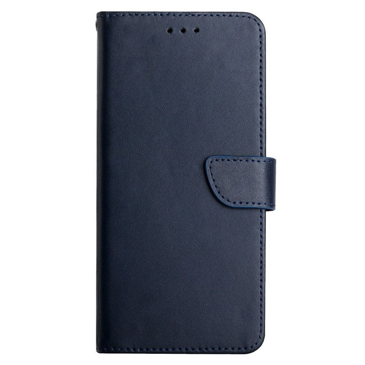 Genuine Leather Nappa Texture Anti-scratch Phone Cover Protector with Stand Wallet for Realme GT 5G/X7 Max 5G - Blue