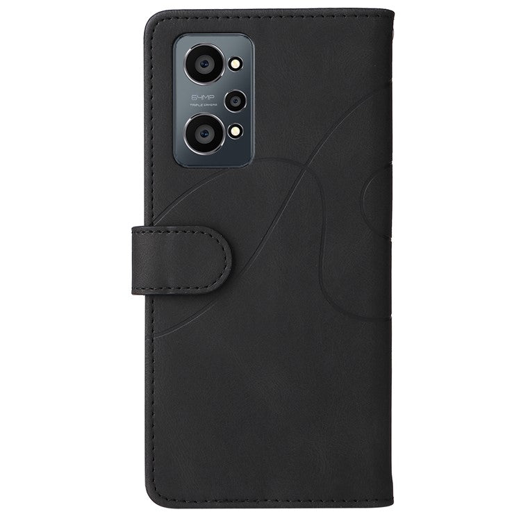 For Realme GT Neo2 5G/GT Neo 3T 5G KT Leather Series-1 Stylish Two-color Splicing Style Anti-Scratch TPU+ PU Leather Wallet Design Phone Case with Stand - Black