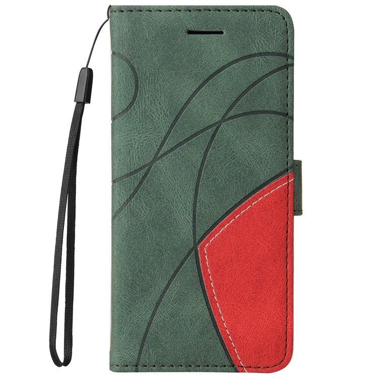 For Realme GT Neo2 5G/GT Neo 3T 5G KT Leather Series-1 Stylish Two-color Splicing Style Anti-Scratch TPU+ PU Leather Wallet Design Phone Case with Stand - Green