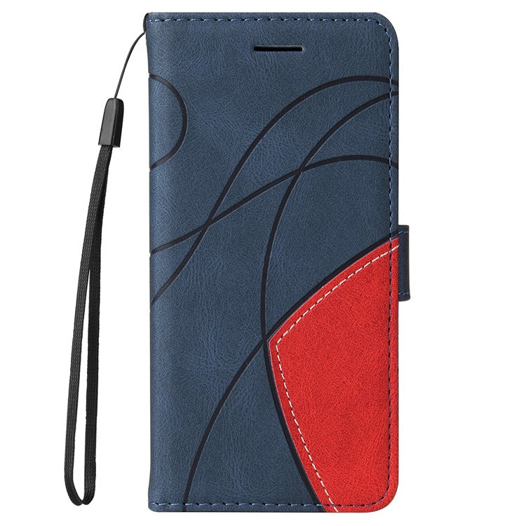 For Realme GT Neo2 5G/GT Neo 3T 5G KT Leather Series-1 Stylish Two-color Splicing Style Anti-Scratch TPU+ PU Leather Wallet Design Phone Case with Stand - Blue