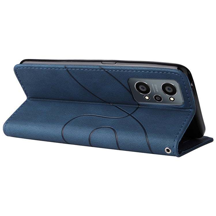 For Realme GT Neo2 5G/GT Neo 3T 5G KT Leather Series-1 Stylish Two-color Splicing Style Anti-Scratch TPU+ PU Leather Wallet Design Phone Case with Stand - Blue
