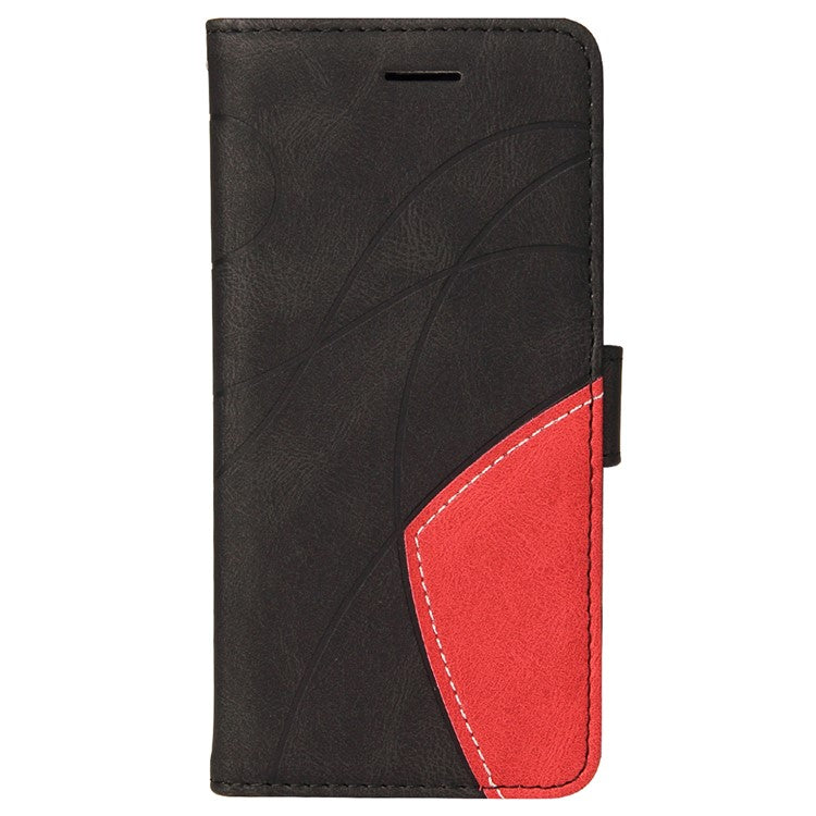 For Realme 8i/Narzo 50 4G KT Leather Series-1 Dual-color Splicing Scratch-resistant Stylish Wrist Strap PU Leather Wallet Phone Case Shell with Stand - Black