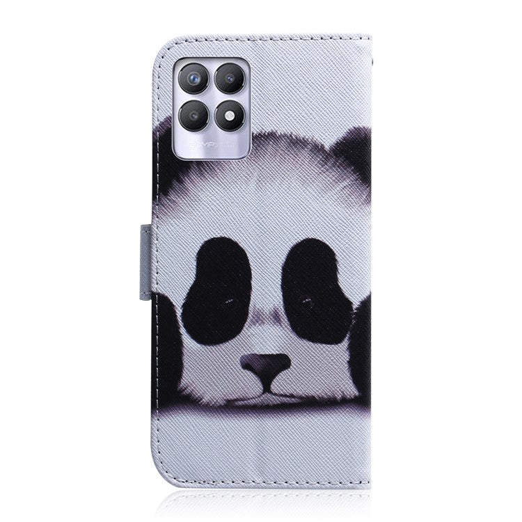 Pattern Printing Full Body Protective PU Leather Phone Case Stand Magnetic Wallet Folio Cover for Realme 8i/Narzo 50 4G - Panda