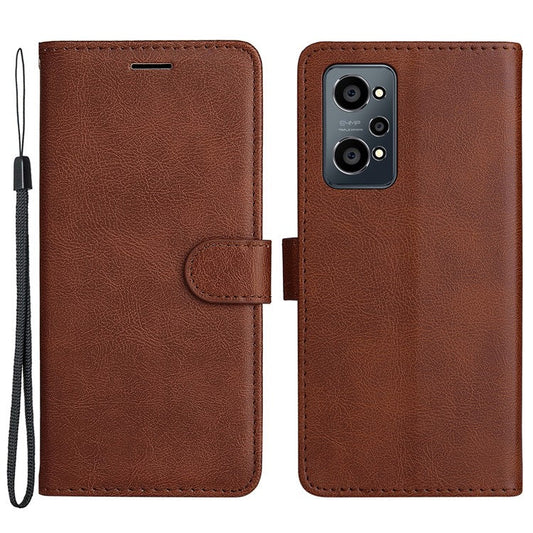 KT Leather Series-2 Solid Color Anti-drop PU Leather Case Magnetic Closure Phone Protective Cover with Wallet Stand for Realme GT Neo2 5G/GT Neo 3T 5G  - Brown