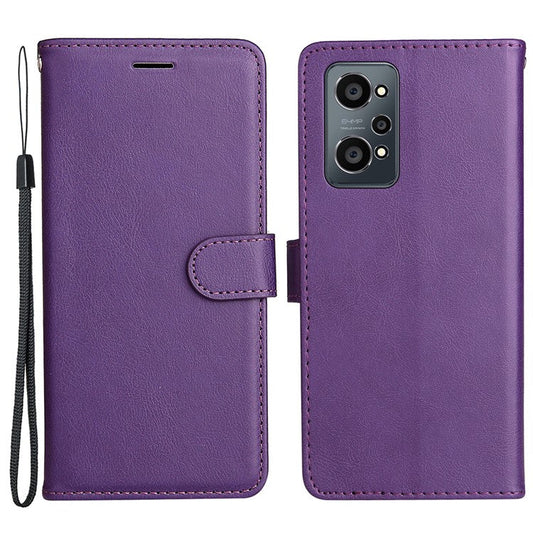 KT Leather Series-2 Solid Color Anti-drop PU Leather Case Magnetic Closure Phone Protective Cover with Wallet Stand for Realme GT Neo2 5G/GT Neo 3T 5G  - Purple