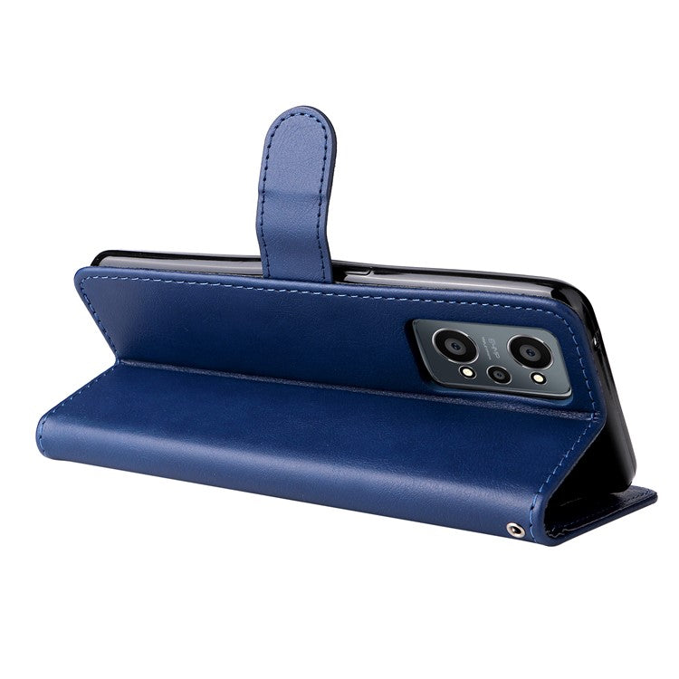 KT Leather Series-2 Solid Color Anti-drop PU Leather Case Magnetic Closure Phone Protective Cover with Wallet Stand for Realme GT Neo2 5G/GT Neo 3T 5G  - Blue