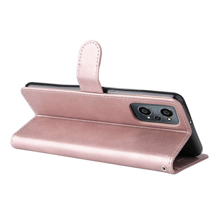 KT Leather Series-2 Solid Color Anti-drop PU Leather Case Magnetic Closure Phone Protective Cover with Wallet Stand for Realme GT Neo2 5G/GT Neo 3T 5G  - Rose Gold
