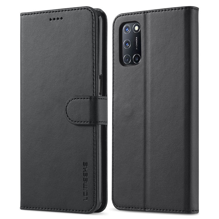 LC.IMEEKE PU Leather Wallet Stand Folio Flip Protective Phone Case Cover for Oppo A16/A54s/A16s/A56 5G - Black