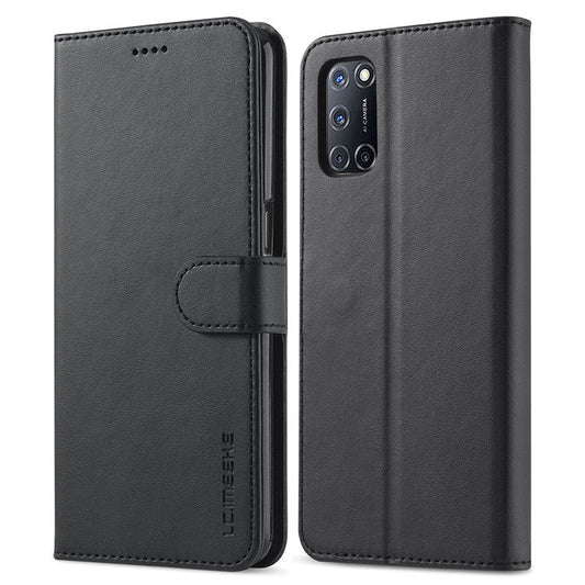 LC.IMEEKE PU Leather Wallet Stand Folio Flip Protective Phone Case Cover for Oppo A16/A54s/A16s/A56 5G - Black