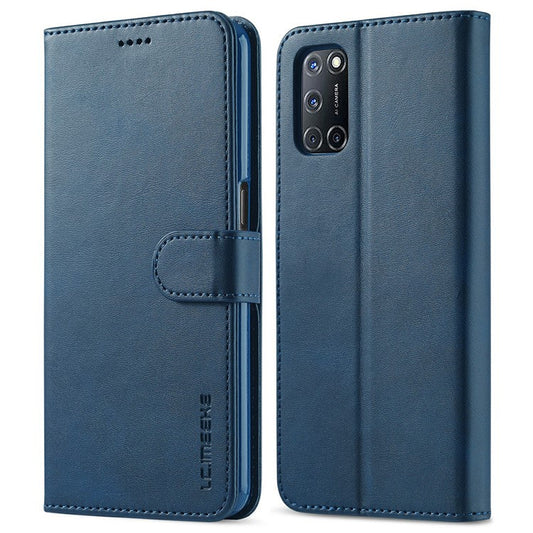 LC.IMEEKE PU Leather Wallet Stand Folio Flip Protective Phone Case Cover for Oppo A16/A54s/A16s/A56 5G - Blue