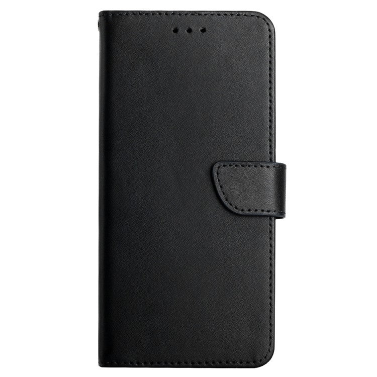Nappa Texture Folio Flip Genuine Leather Phone Case Shockproof Magnetic Closure Stand Wallet Cover for Oppo A54 4G/A54s/A16/A16s - Black