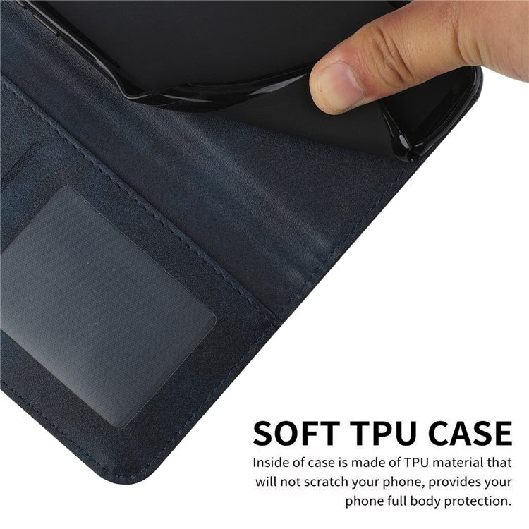 Stitching Lines Anti-fingerprint PU Leather Phone Protector Stand Wallet Cover Case for Oppo Reno5 4G/5G/Reno5 K/Find X3 Lite - Sapphire