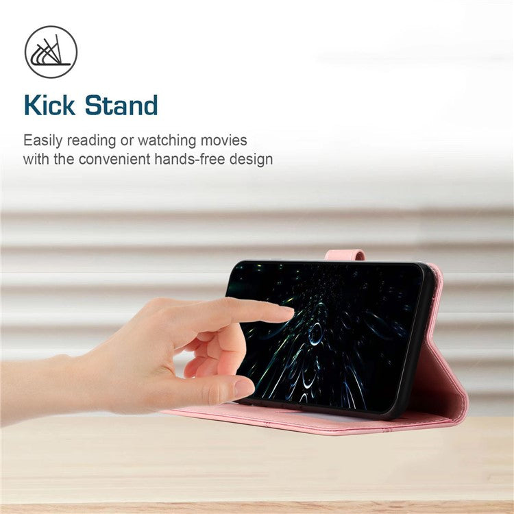 Stitching Lines Anti-fingerprint PU Leather Phone Protector Stand Wallet Cover Case for Oppo Reno5 4G/5G/Reno5 K/Find X3 Lite - Rose Gold