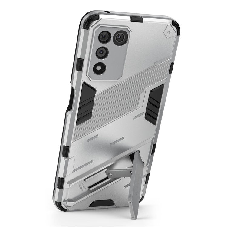 Scratch-resistant Drop-proof Soft TPU Hard PC Back Cover Shell with Kickstand for Oppo K9s 5G - White