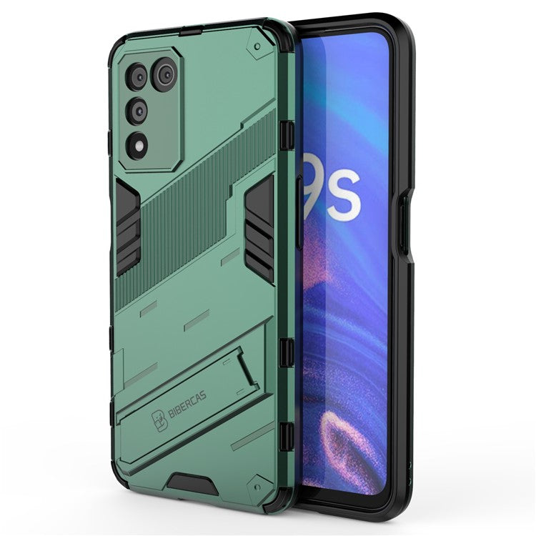 Scratch-resistant Drop-proof Soft TPU Hard PC Back Cover Shell with Kickstand for Oppo K9s 5G - Green