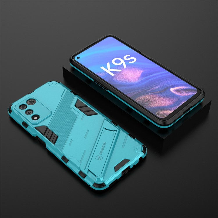 Scratch-resistant Drop-proof Soft TPU Hard PC Back Cover Shell with Kickstand for Oppo K9s 5G - Baby Blue