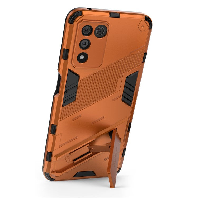 Scratch-resistant Drop-proof Soft TPU Hard PC Back Cover Shell with Kickstand for Oppo K9s 5G - Orange