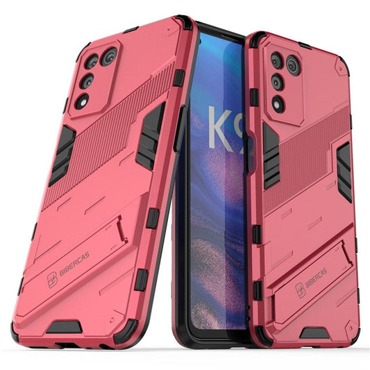 Scratch-resistant Drop-proof Soft TPU Hard PC Back Cover Shell with Kickstand for Oppo K9s 5G - Rose