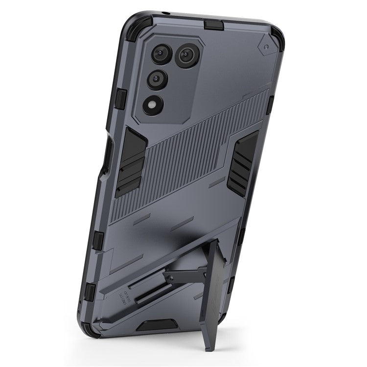 Scratch-resistant Drop-proof Soft TPU Hard PC Back Cover Shell with Kickstand for Oppo K9s 5G - Dark Blue