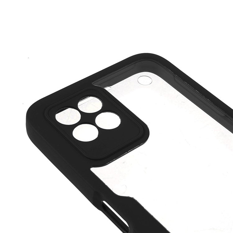 For Realme 8i/Narzo 50 4G Acrylic + TPU Hybrid Phone Case with PET Screen Protector 360-Degree Coverage Phone Protector - Black