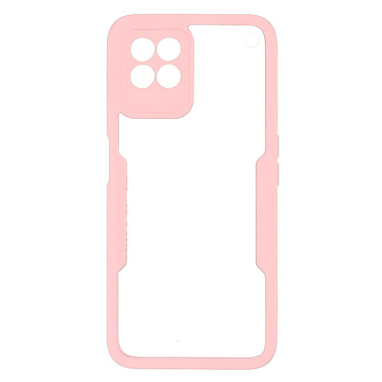 For Realme 8i/Narzo 50 4G Acrylic + TPU Hybrid Phone Case with PET Screen Protector 360-Degree Coverage Phone Protector - Pink