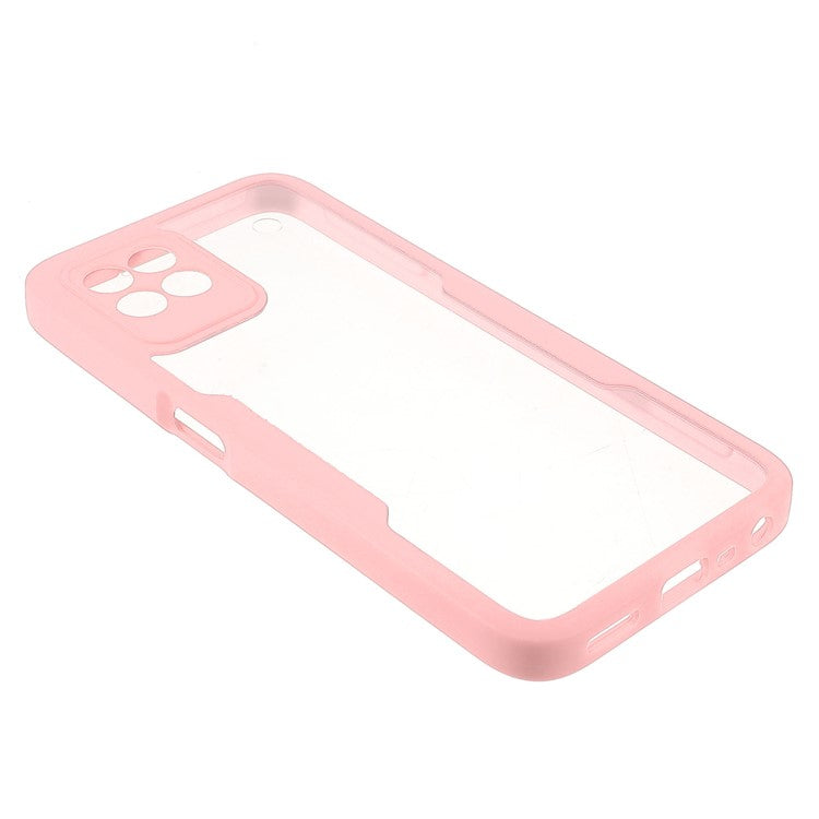 For Realme 8i/Narzo 50 4G Acrylic + TPU Hybrid Phone Case with PET Screen Protector 360-Degree Coverage Phone Protector - Pink