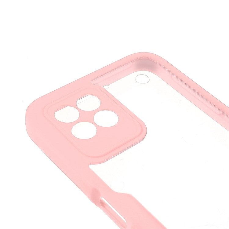 For Realme 8i/Narzo 50 4G Acrylic + TPU Hybrid Phone Case with PET Screen Protector 360-Degree Coverage Phone Protector - Pink