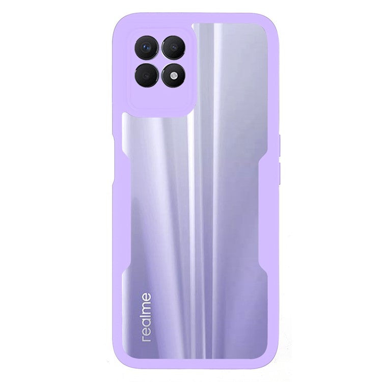 For Realme 8i/Narzo 50 4G Acrylic + TPU Hybrid Phone Case with PET Screen Protector 360-Degree Coverage Phone Protector - Purple