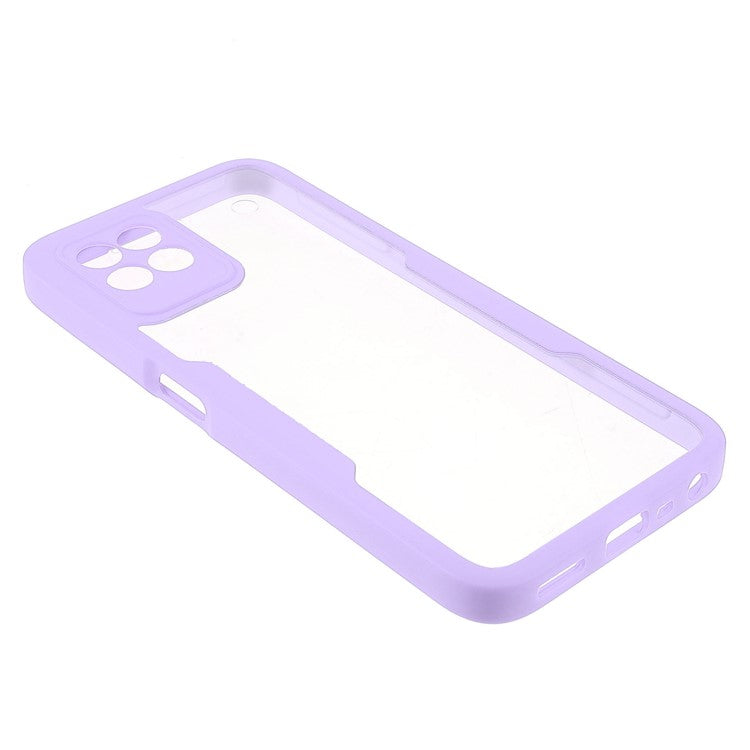 For Realme 8i/Narzo 50 4G Acrylic + TPU Hybrid Phone Case with PET Screen Protector 360-Degree Coverage Phone Protector - Purple