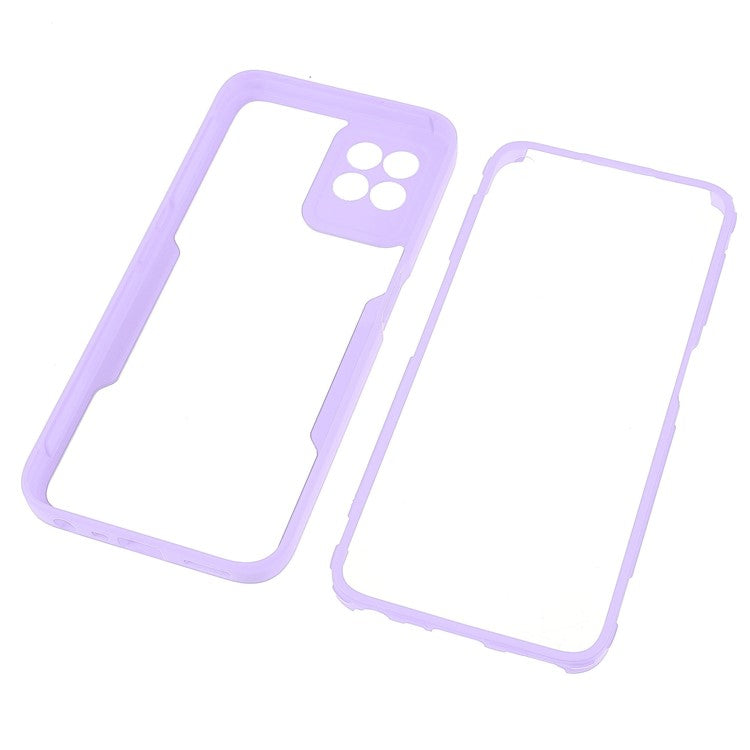 For Realme 8i/Narzo 50 4G Acrylic + TPU Hybrid Phone Case with PET Screen Protector 360-Degree Coverage Phone Protector - Purple