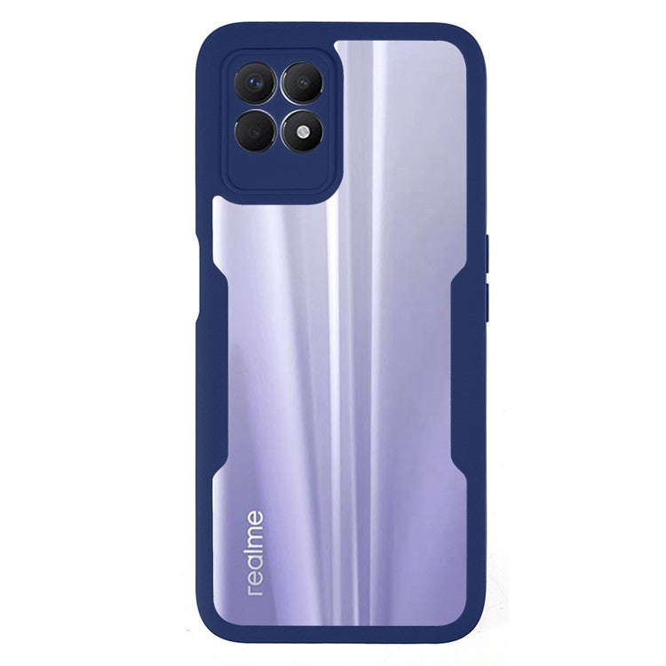 For Realme 8i/Narzo 50 4G Acrylic + TPU Hybrid Phone Case with PET Screen Protector 360-Degree Coverage Phone Protector - Navy Blue